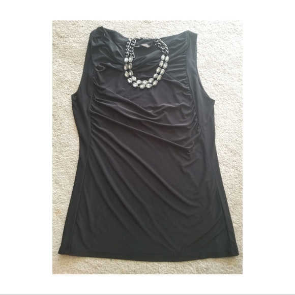 The Limited Tops - The Limited Black Shell with Draped Neckline